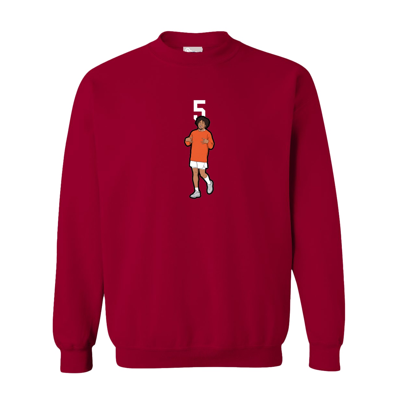 Fleece Crew — Number Top in Cardinal
