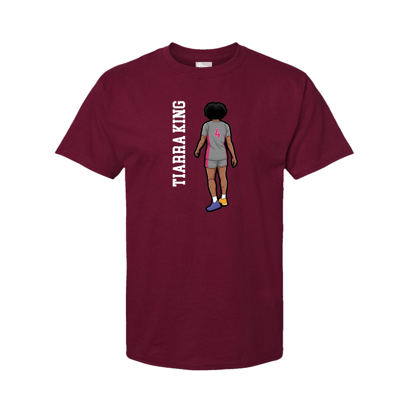 Youth Tee — Name Vertical in Cardinal
