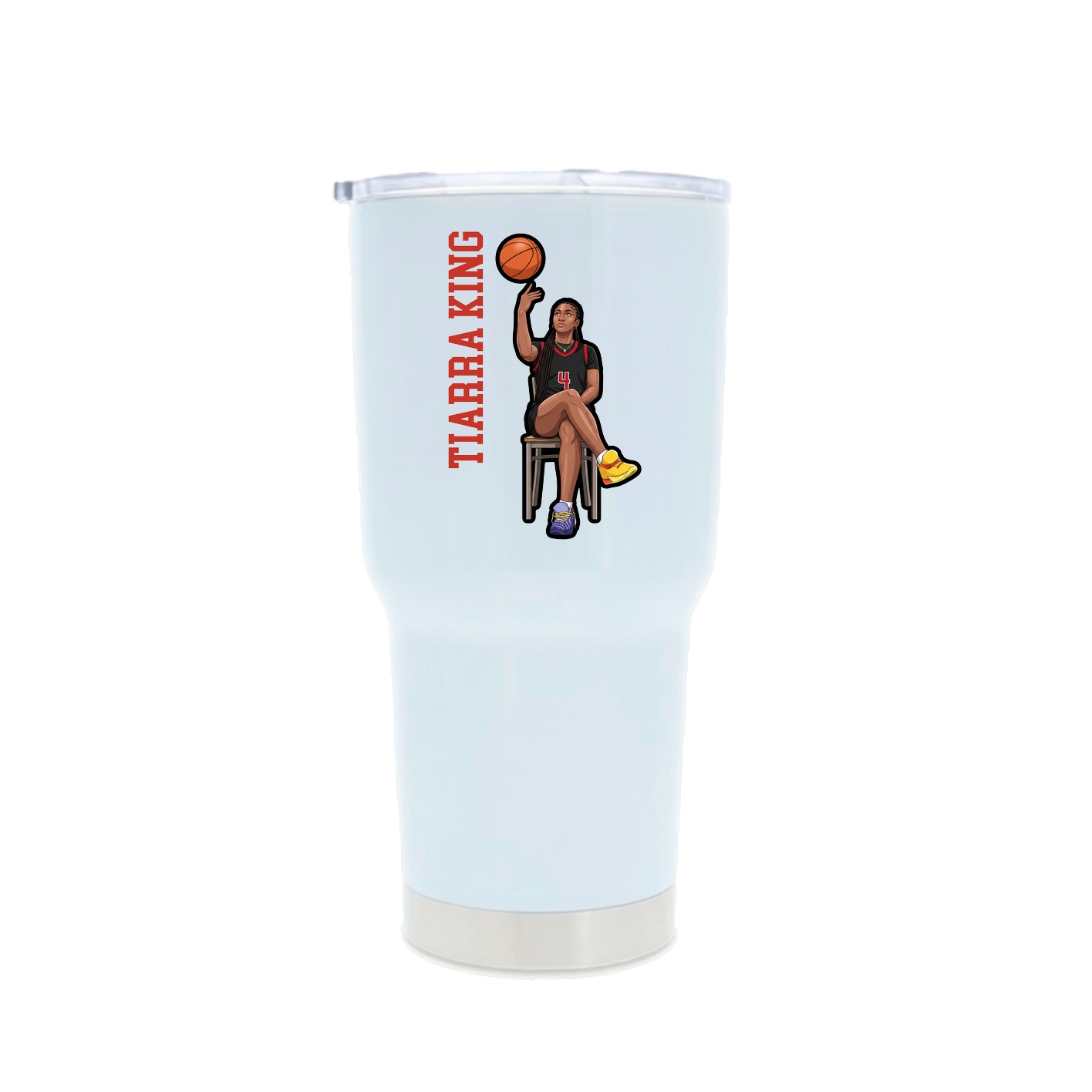 30oz Stainless Steel Tumbler — Name Vertical in White