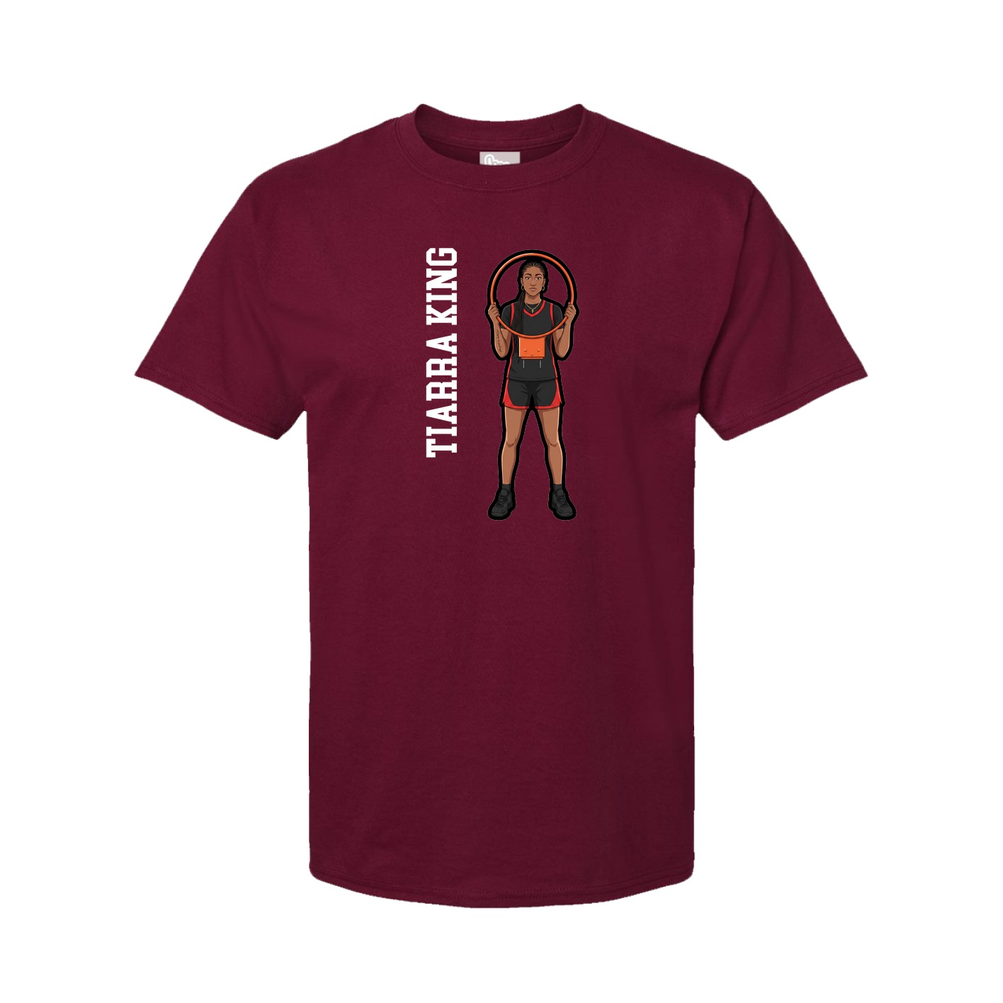 Youth Tee — Name Vertical in Cardinal