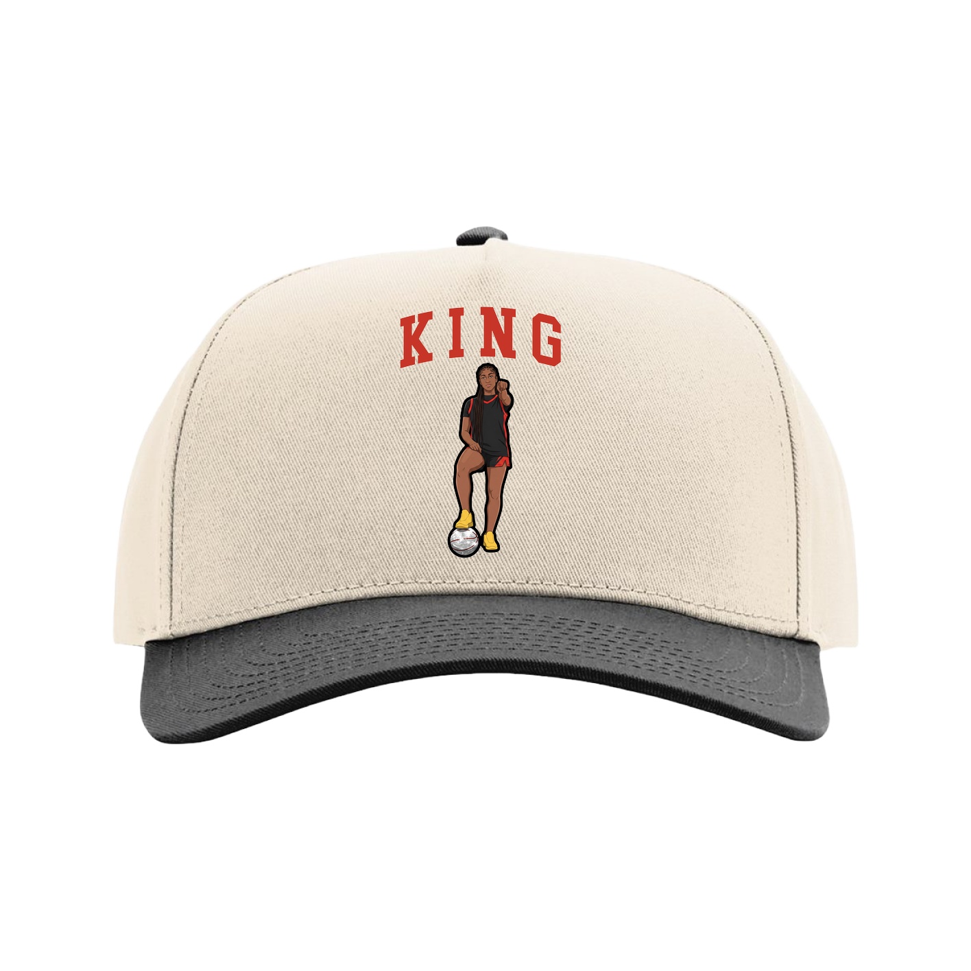 Full Fabric Five-Panel Champ Cap — Shirsey in Cream/Black