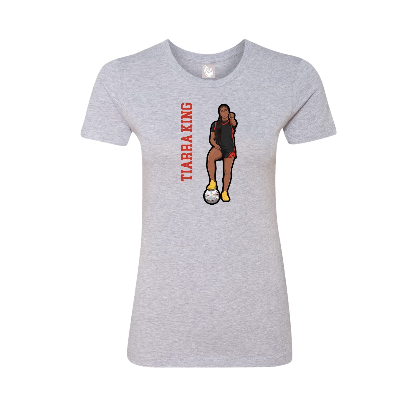 Womens Tee — Name Vertical in Grey