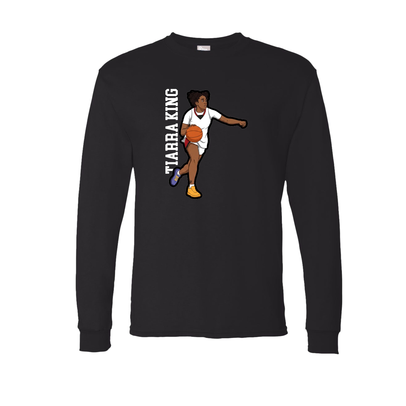 Long Sleeve Tee — Name Vertical in Black