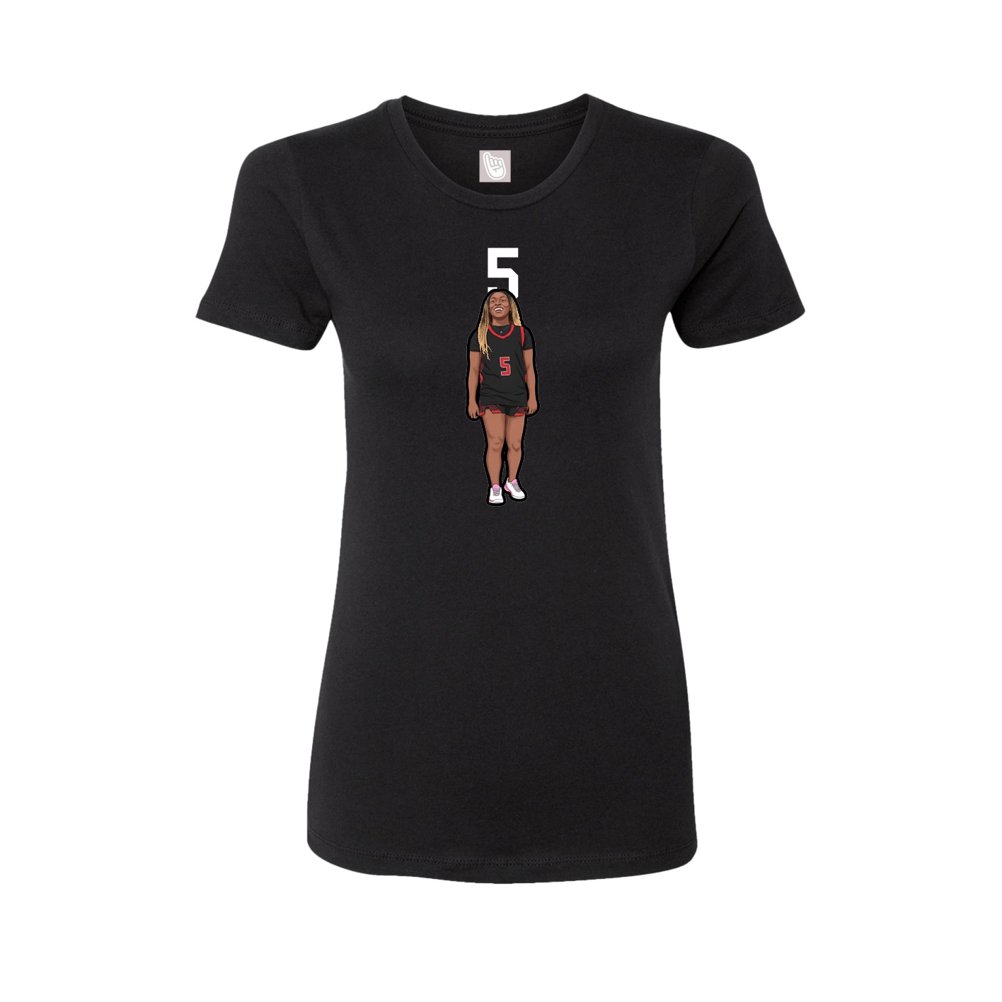 Fitted Women's Tee — Number Top in Black
