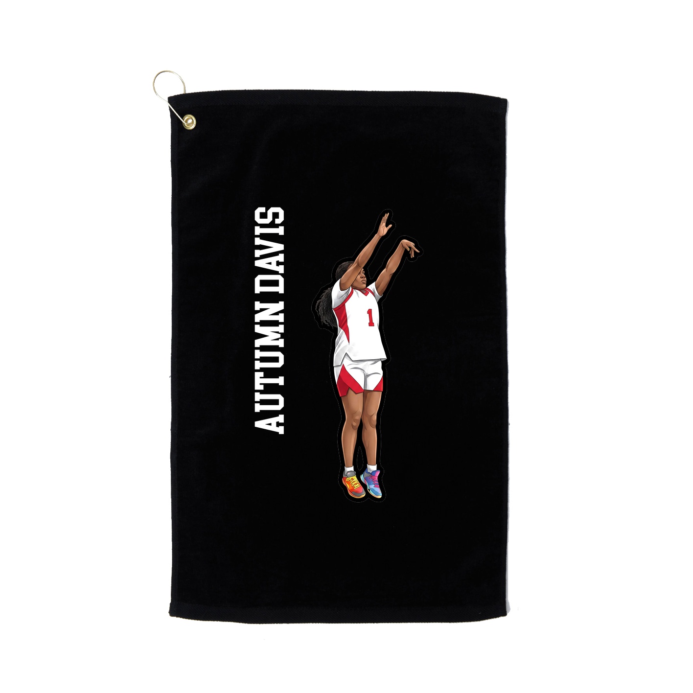 Golf Towel — Name Vertical in Black