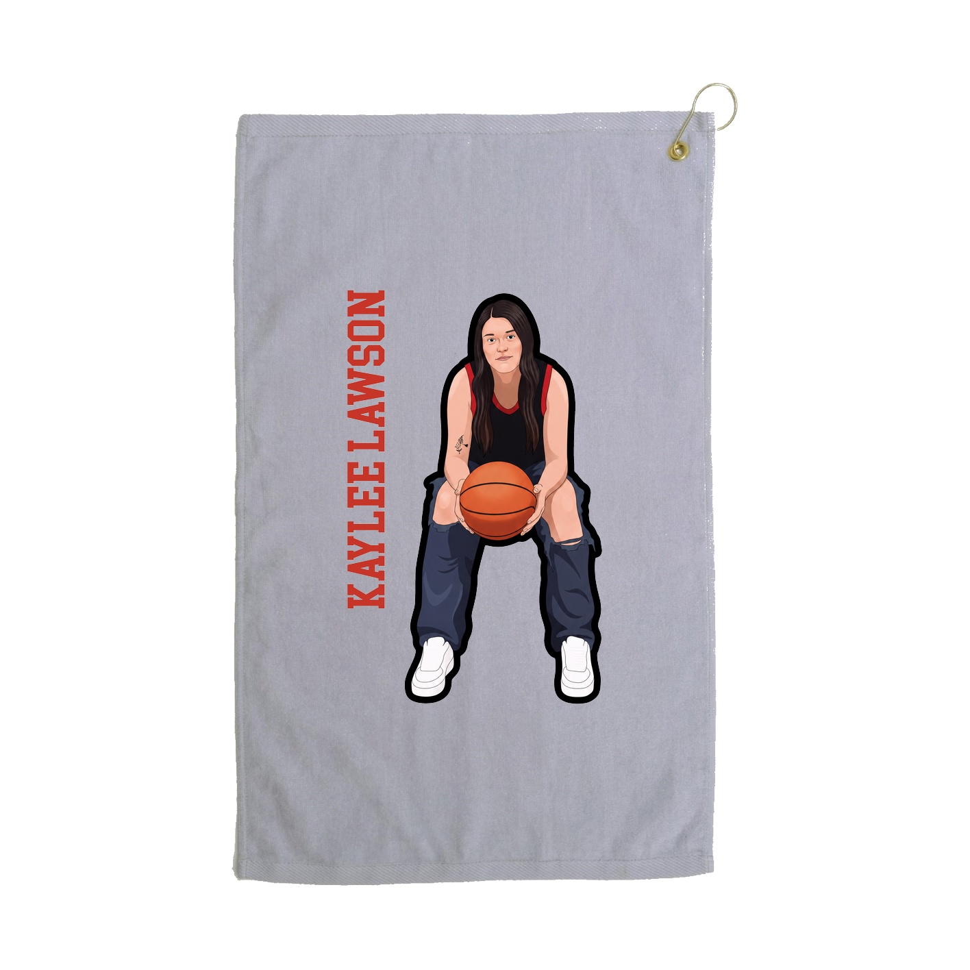 Golf Towel — Name Vertical in Grey