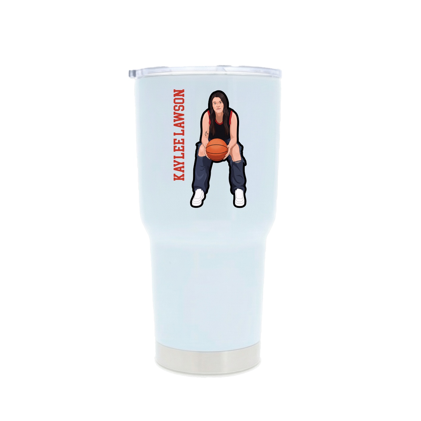 30oz Stainless Steel Tumbler — Name Vertical in White