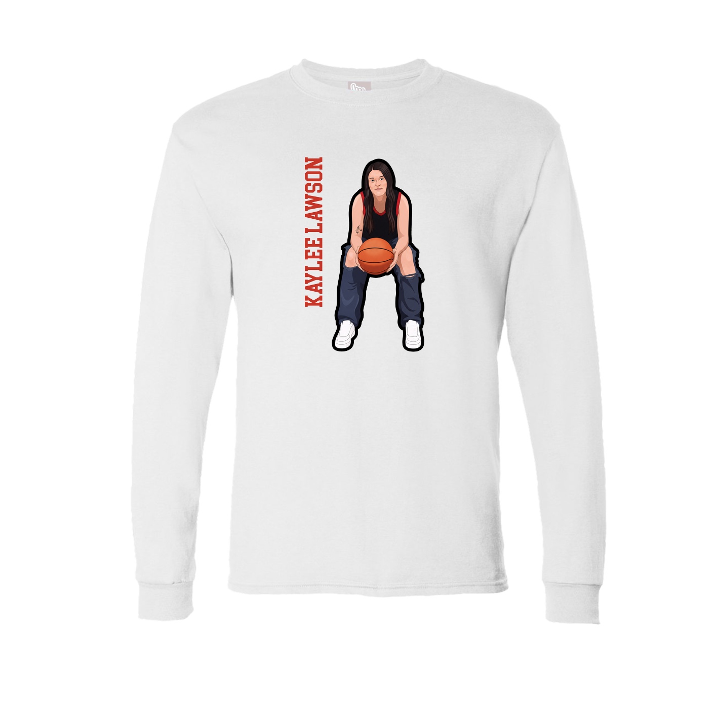 Long Sleeve Tee — Name Vertical in White