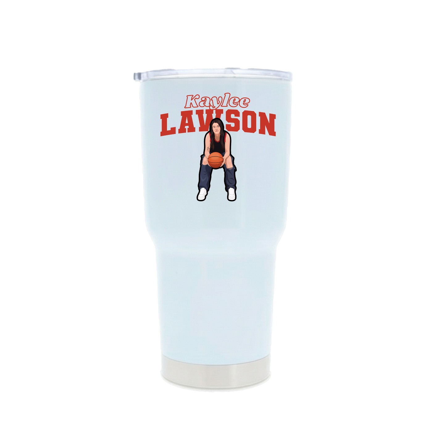 30oz Stainless Steel Tumbler — Name Arch in White
