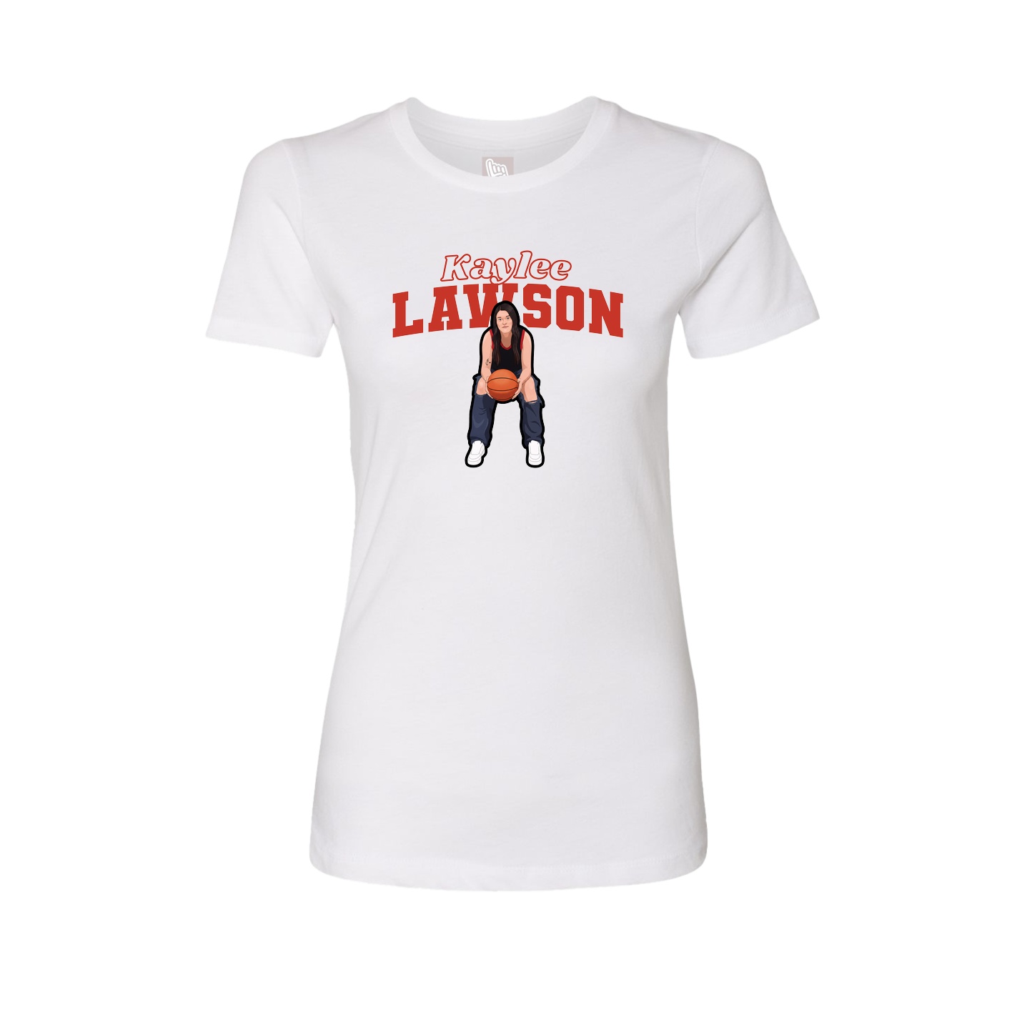 Fitted Women's Tee — Name Arch in White