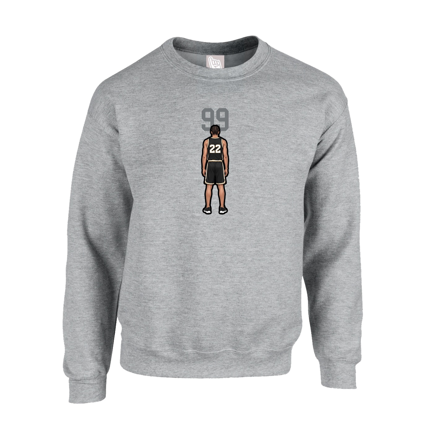 Fleece Crew — Number Top in Grey