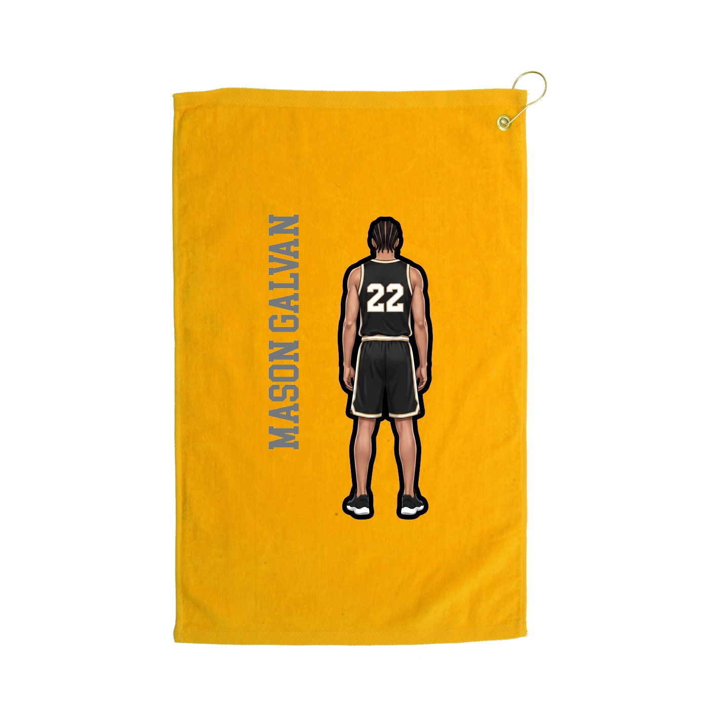 Golf Towel — Name Vertical in Gold