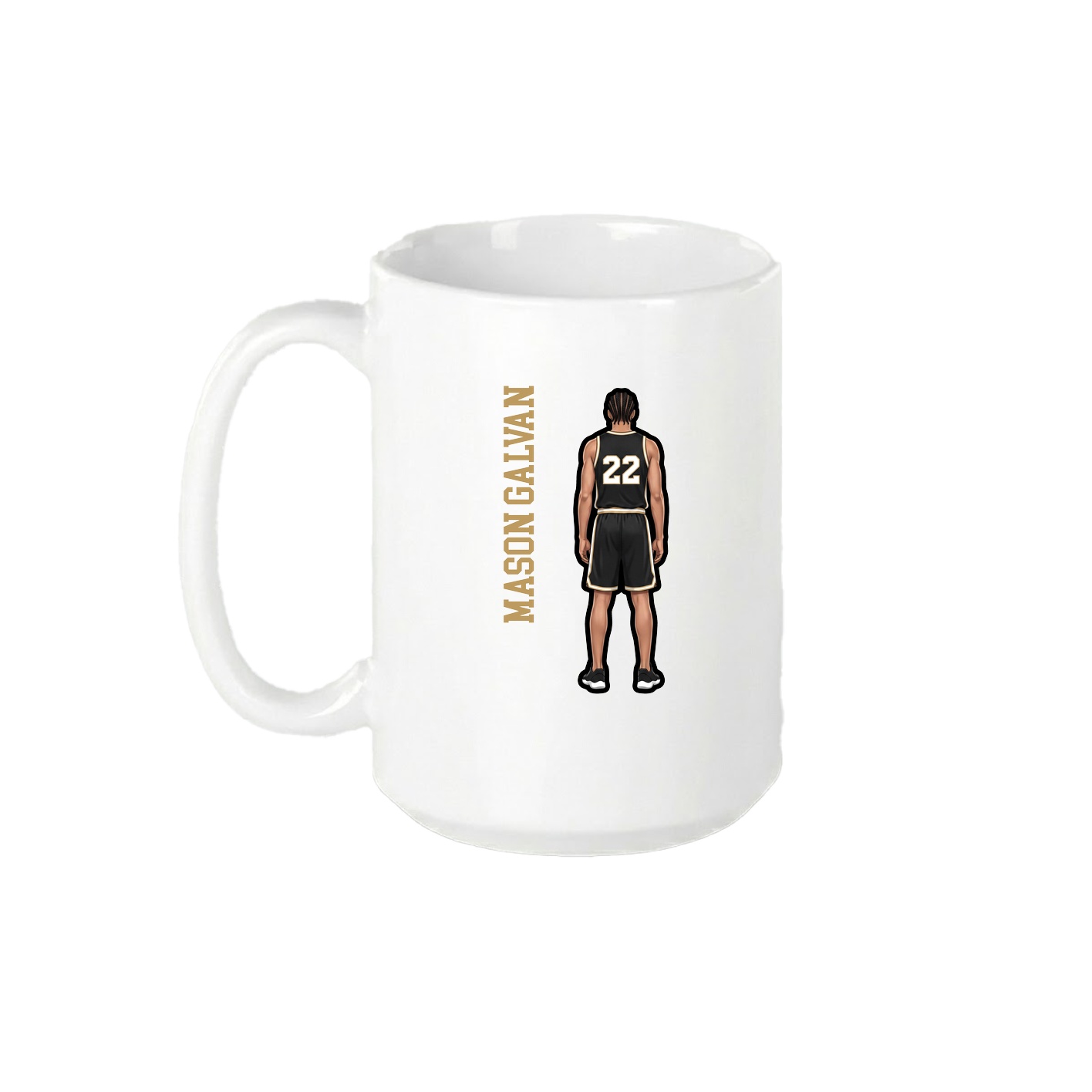 15oz Coffee Mug — Name Vertical in White