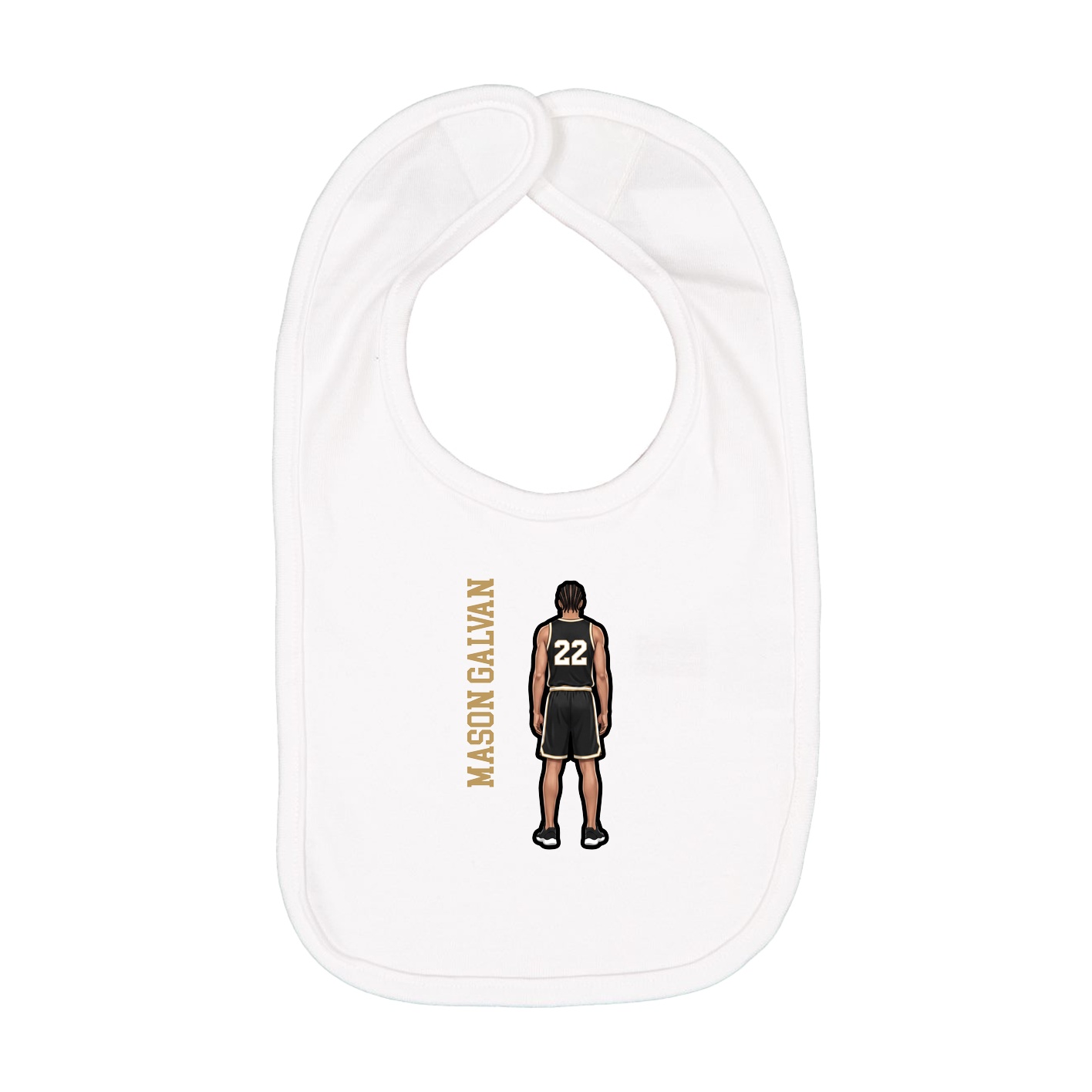 Infant Bib — Name Vertical in White