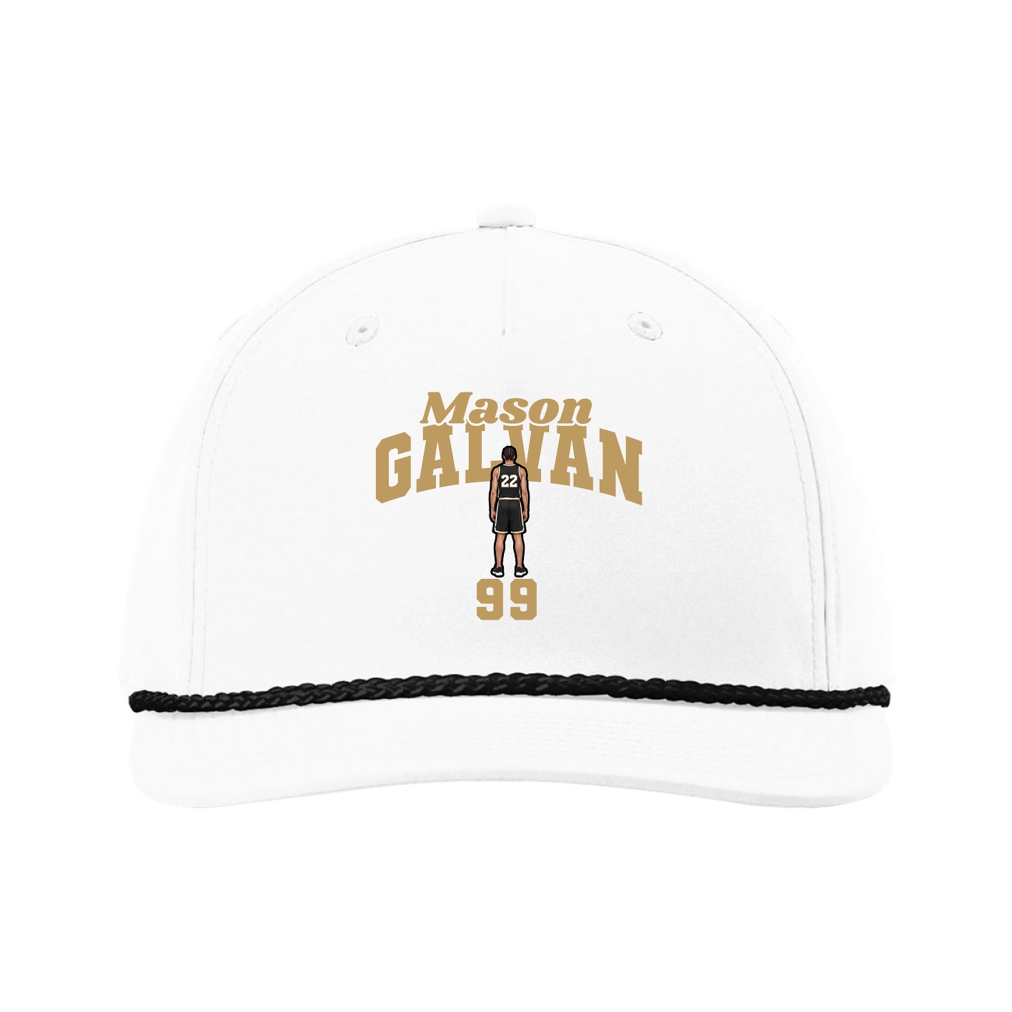 Five-Panel Classic Rope Cap — Signature Arch in White