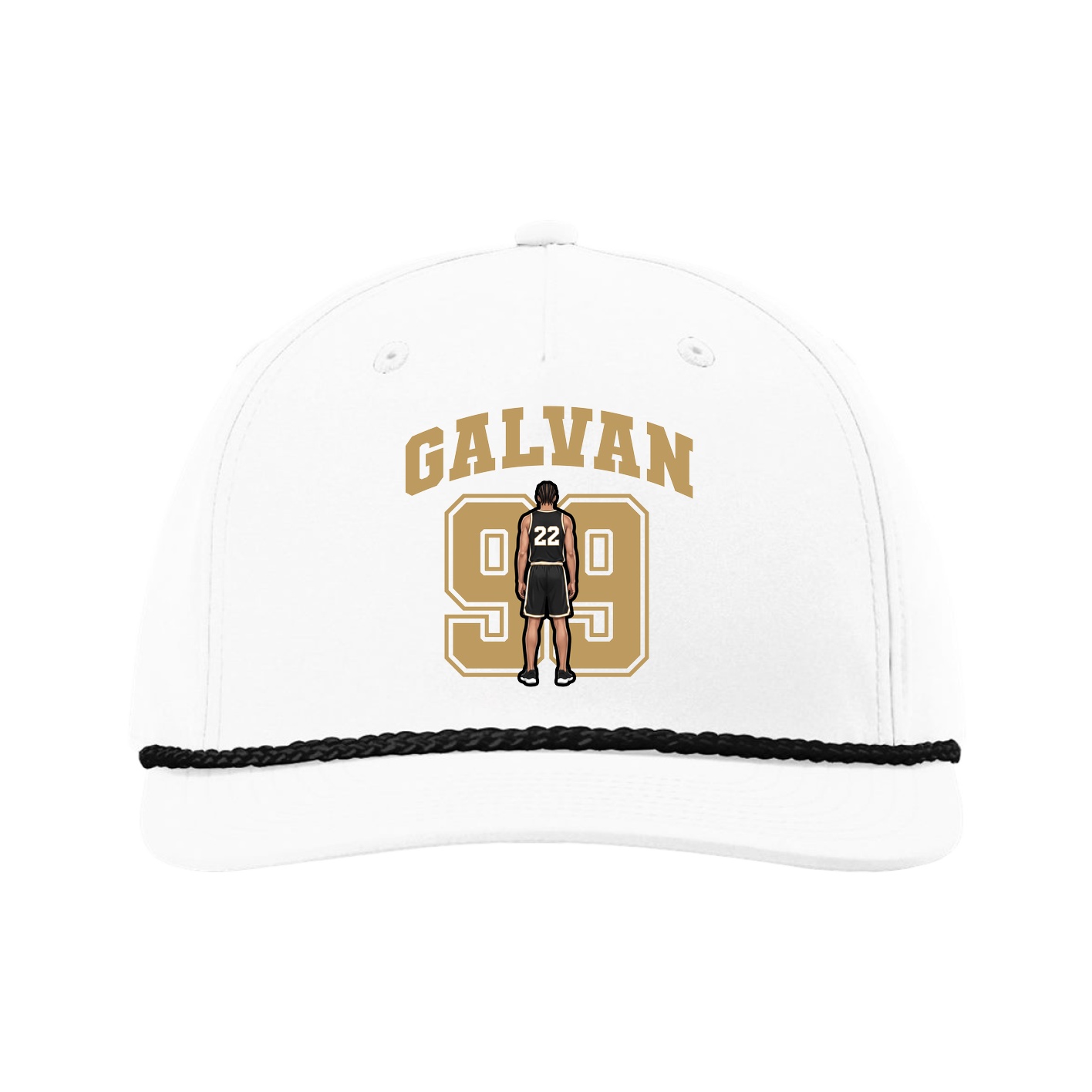 Five-Panel Classic Rope Cap — Number in White