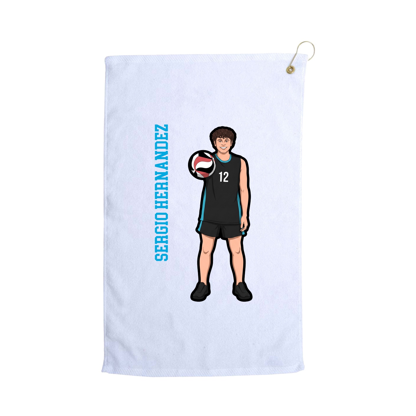 Golf Towel — Name Vertical in White