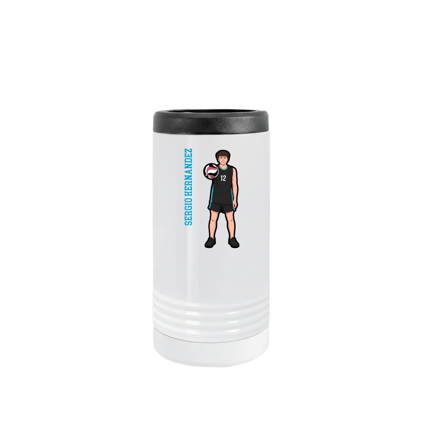 Slim Beverage Holder — Name Vertical in White