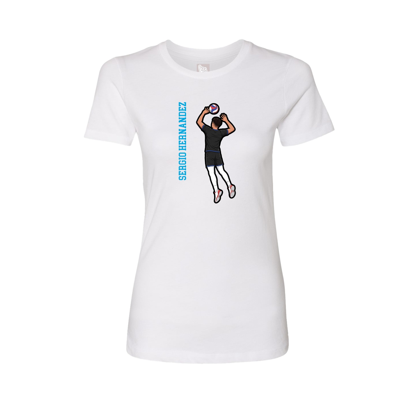 Fitted Women's Tee — Name Vertical in White