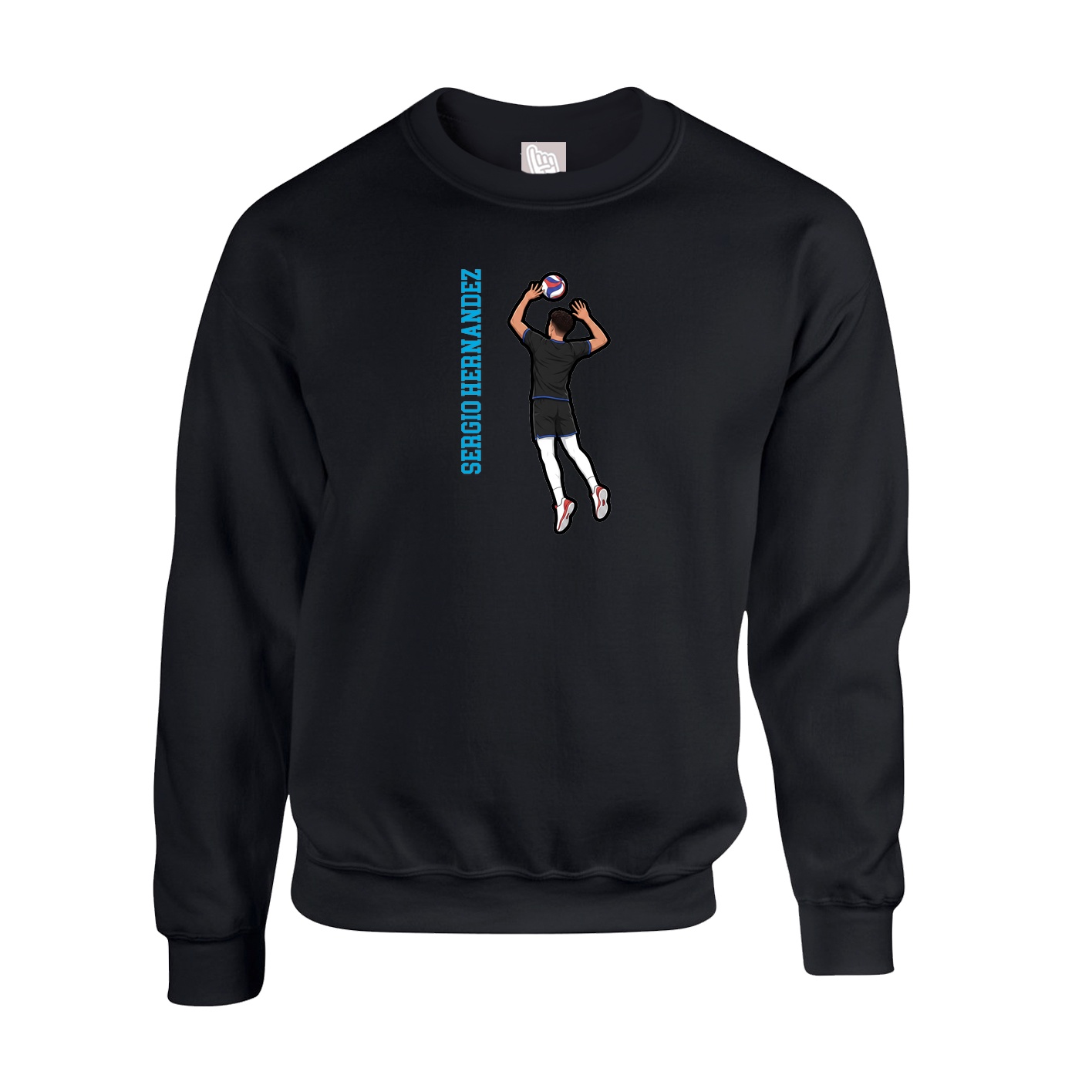 Fleece Crew — Name Vertical in Black