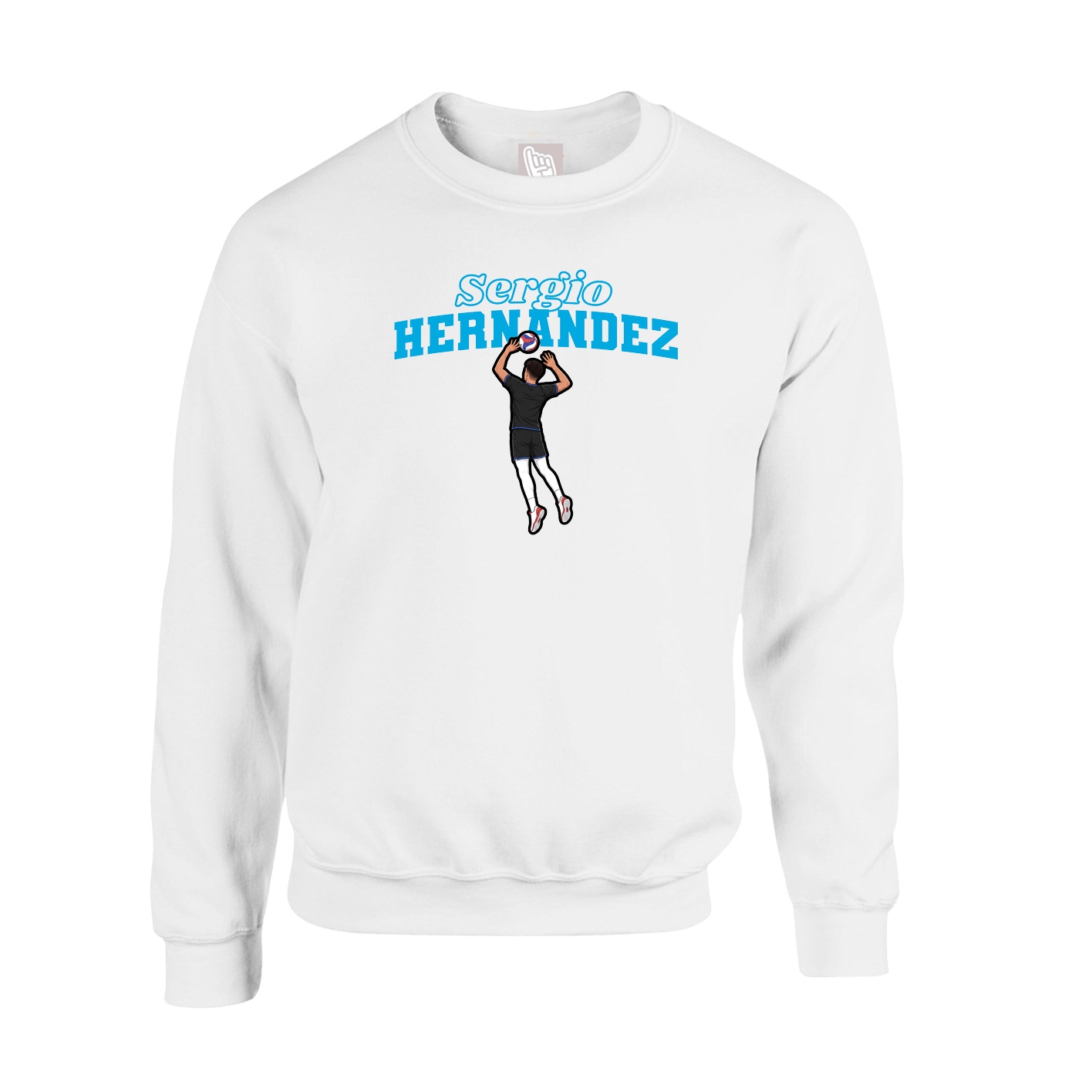 Fleece Crew — Name Arch in White