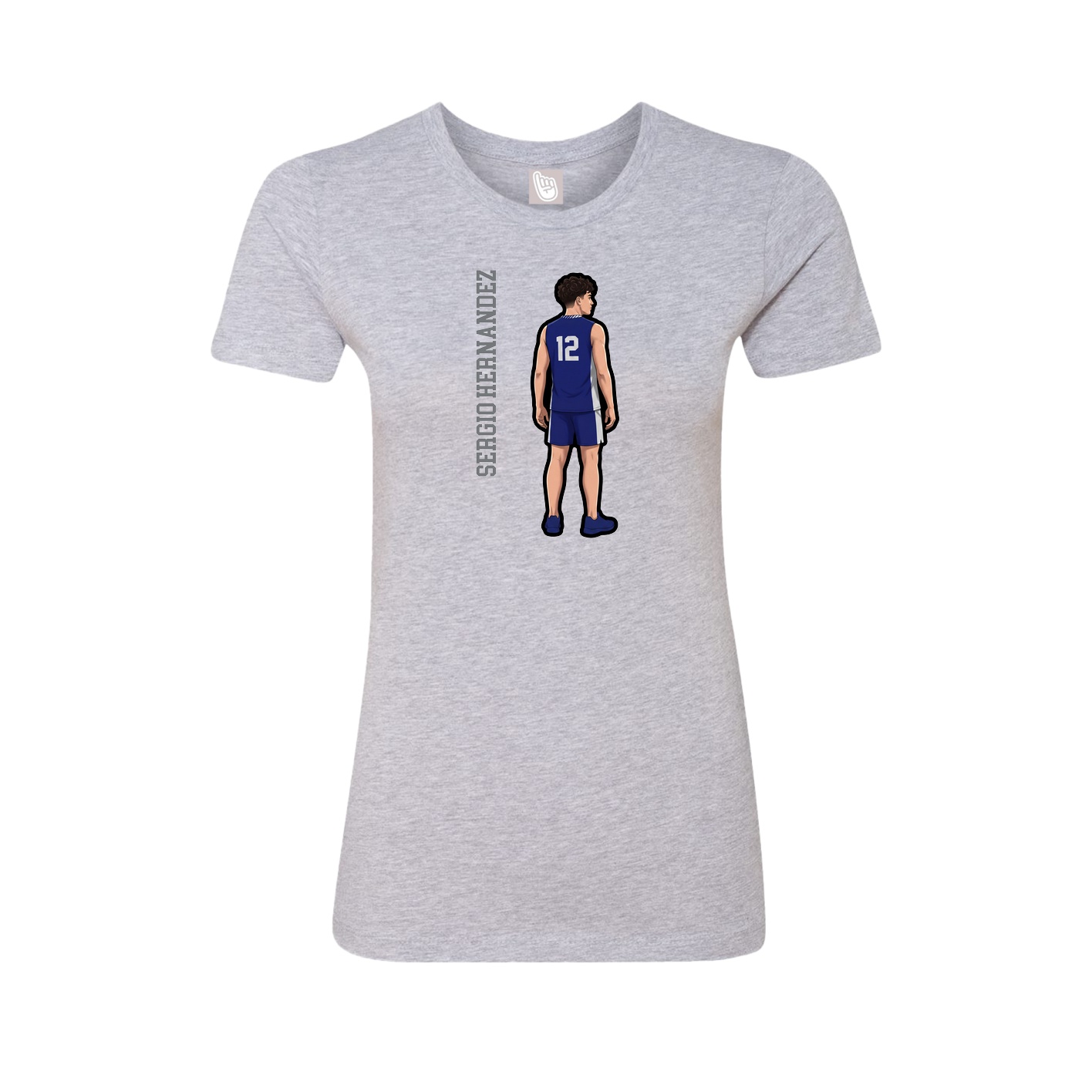 Fitted Women's Tee — Name Vertical in Grey