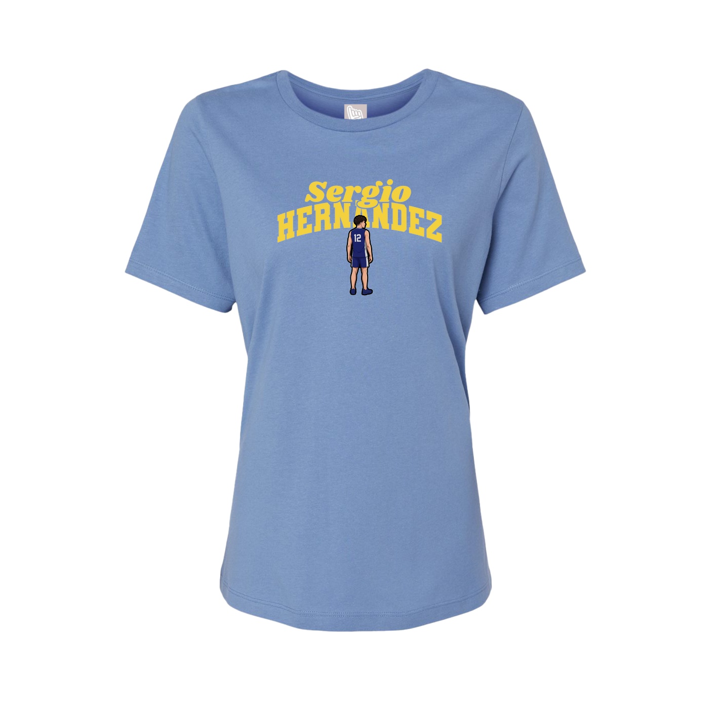 Fitted Women's Tee — Signature Arch in Powder Blue