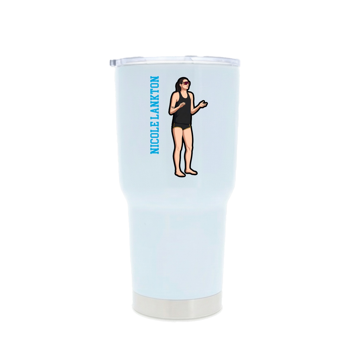 30oz Stainless Steel Tumbler — Name Vertical in White