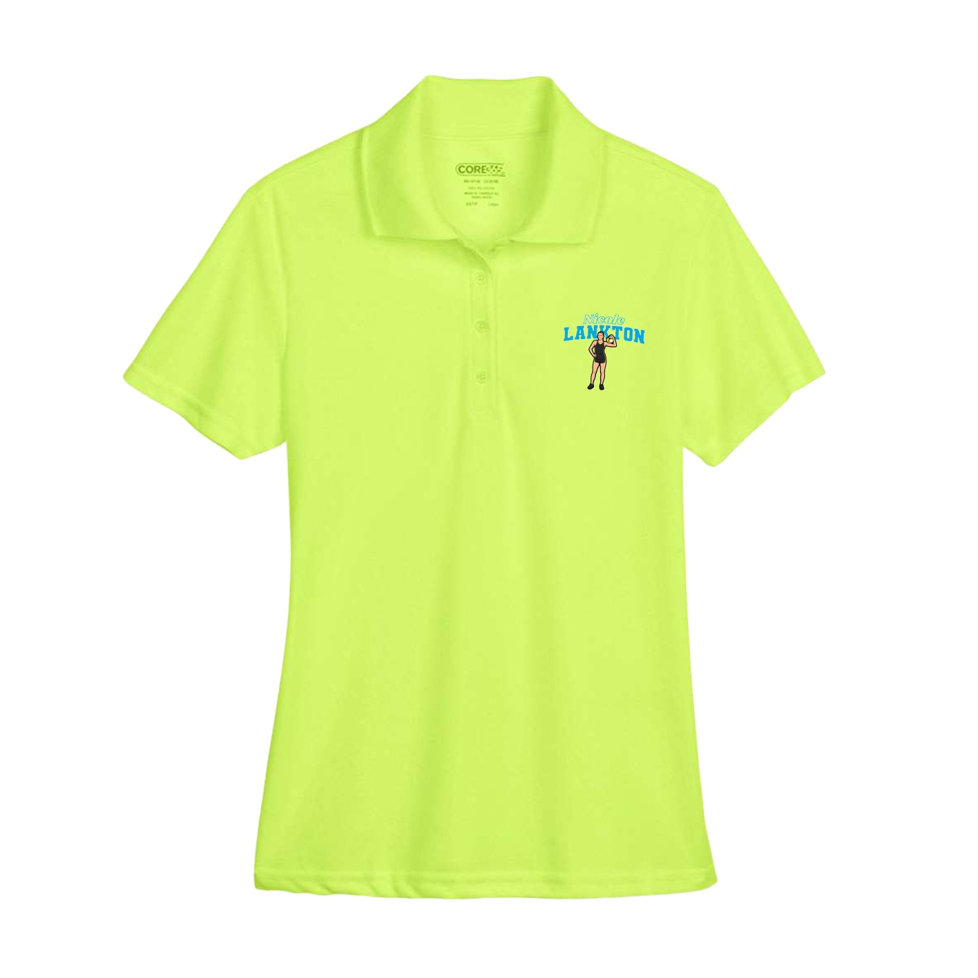 Womens Performance Polo — Name Arch in Yellow