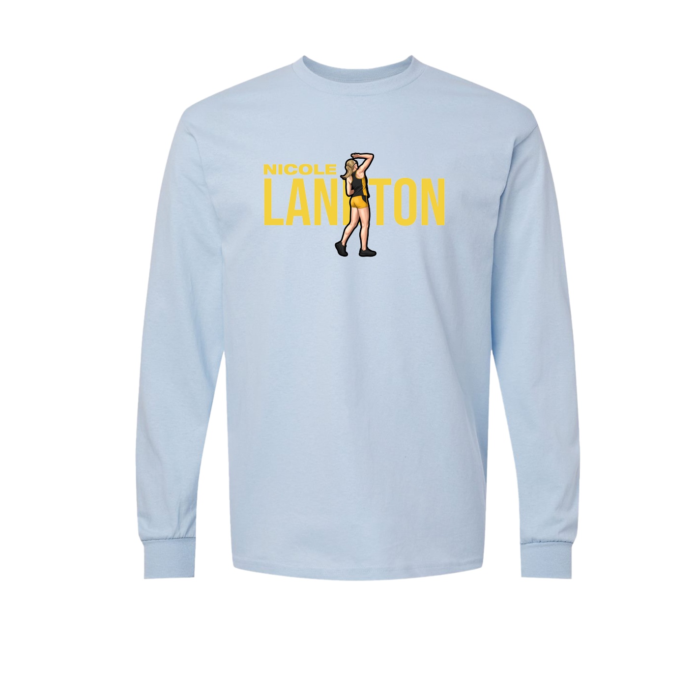 Long Sleeve Tee — Player Name in Light Blue