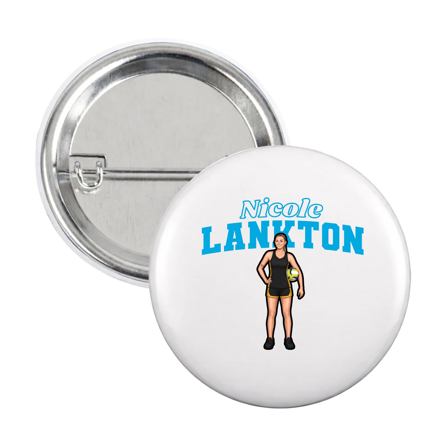 Game Day Button — Name Arch in White