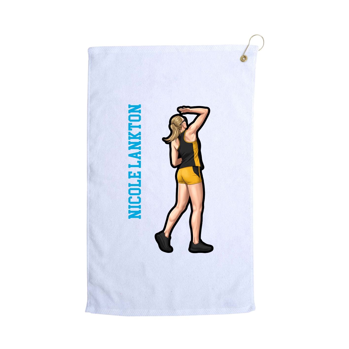 Golf Towel — Name Vertical in White