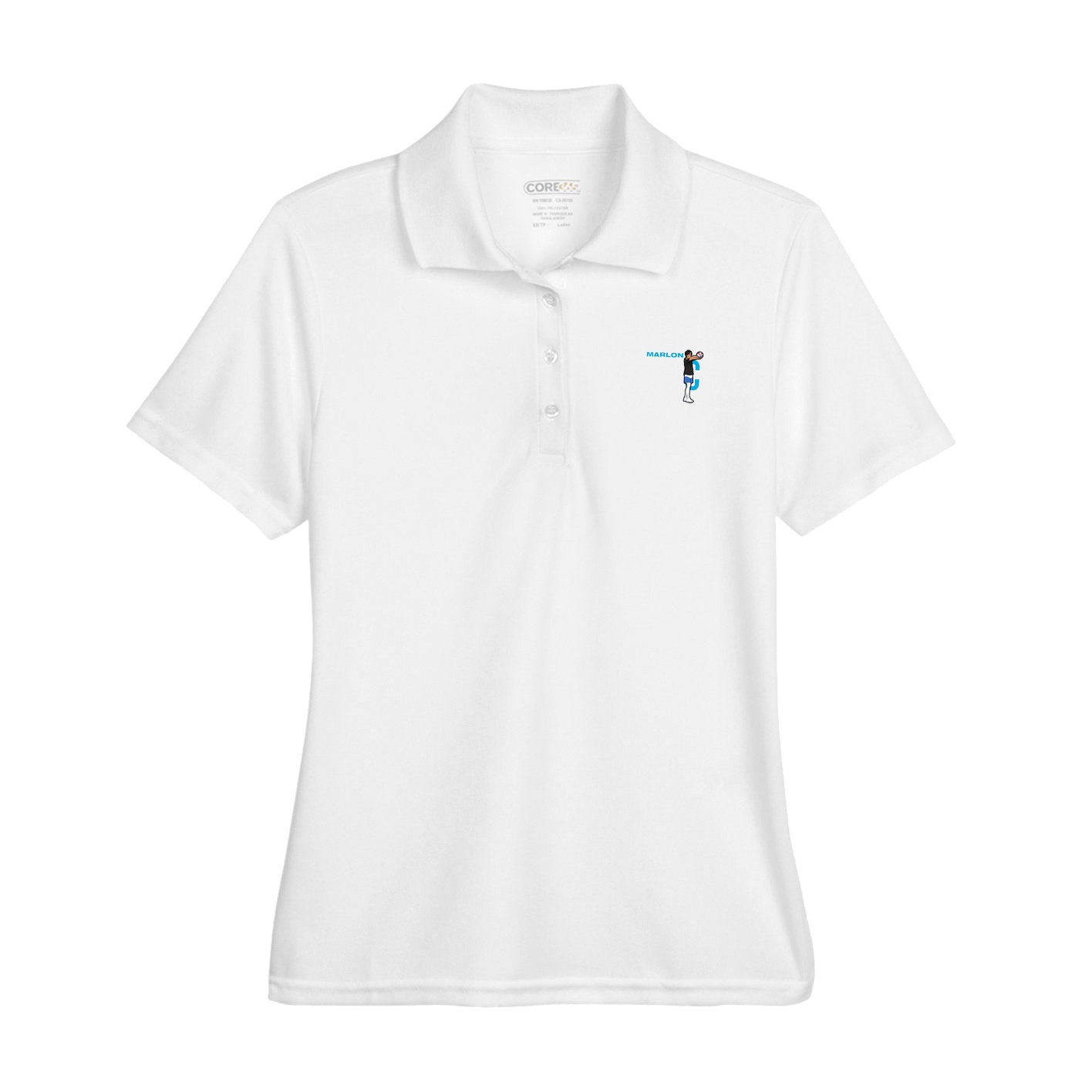 Womens Performance Polo — Player Name in White