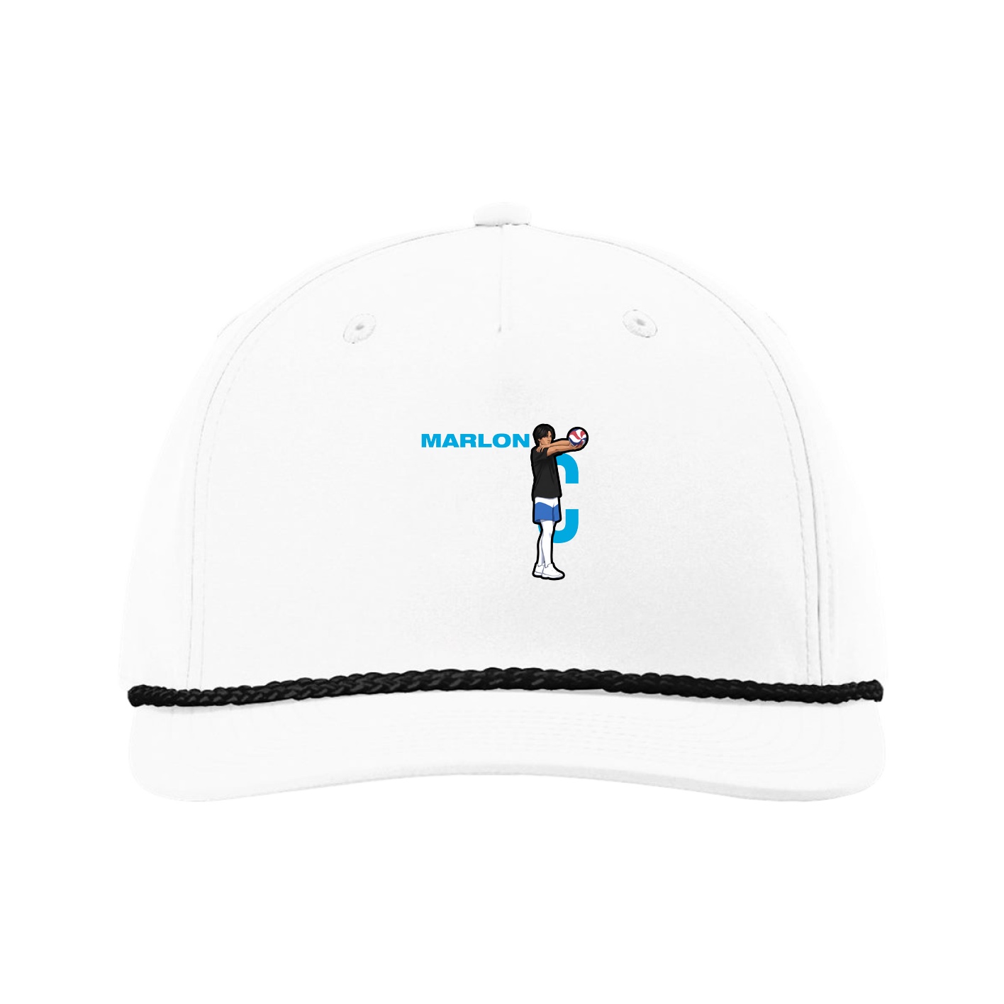 Five-Panel Classic Rope Cap — Player Name in White