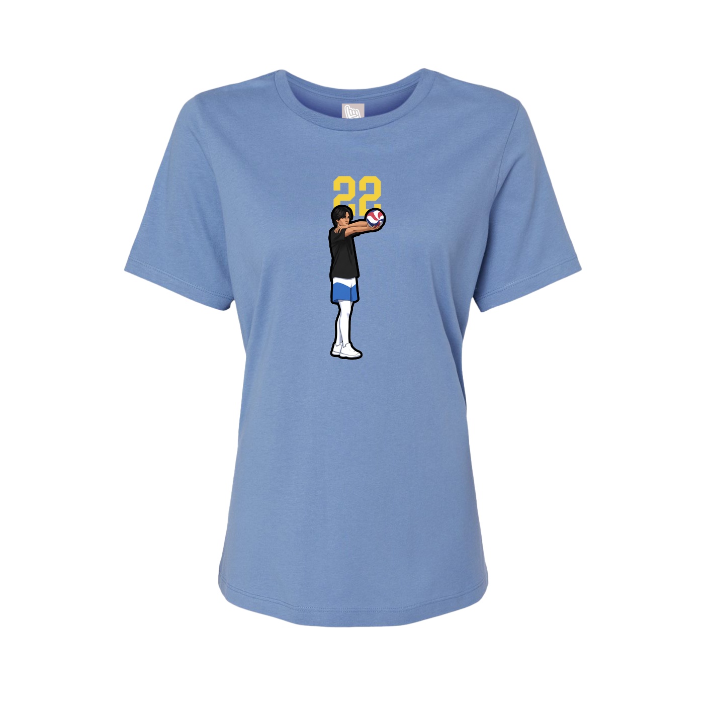 Fitted Women's Tee — Number Top in Powder Blue