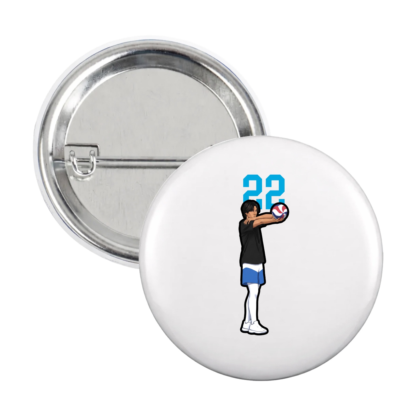 Game Day Button — Number Top in White