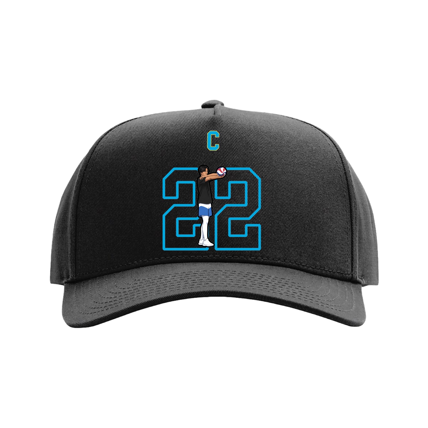 Full Fabric Five-Panel Champ Cap — Shirsey Arch in Black
