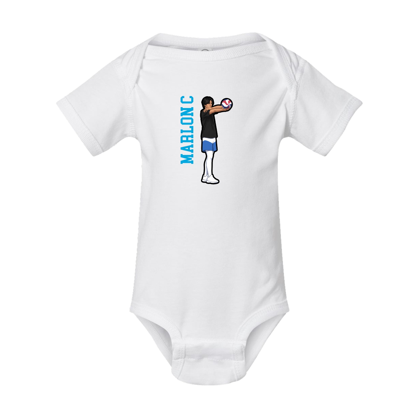 Baby Onesie — Name Vertical in White
