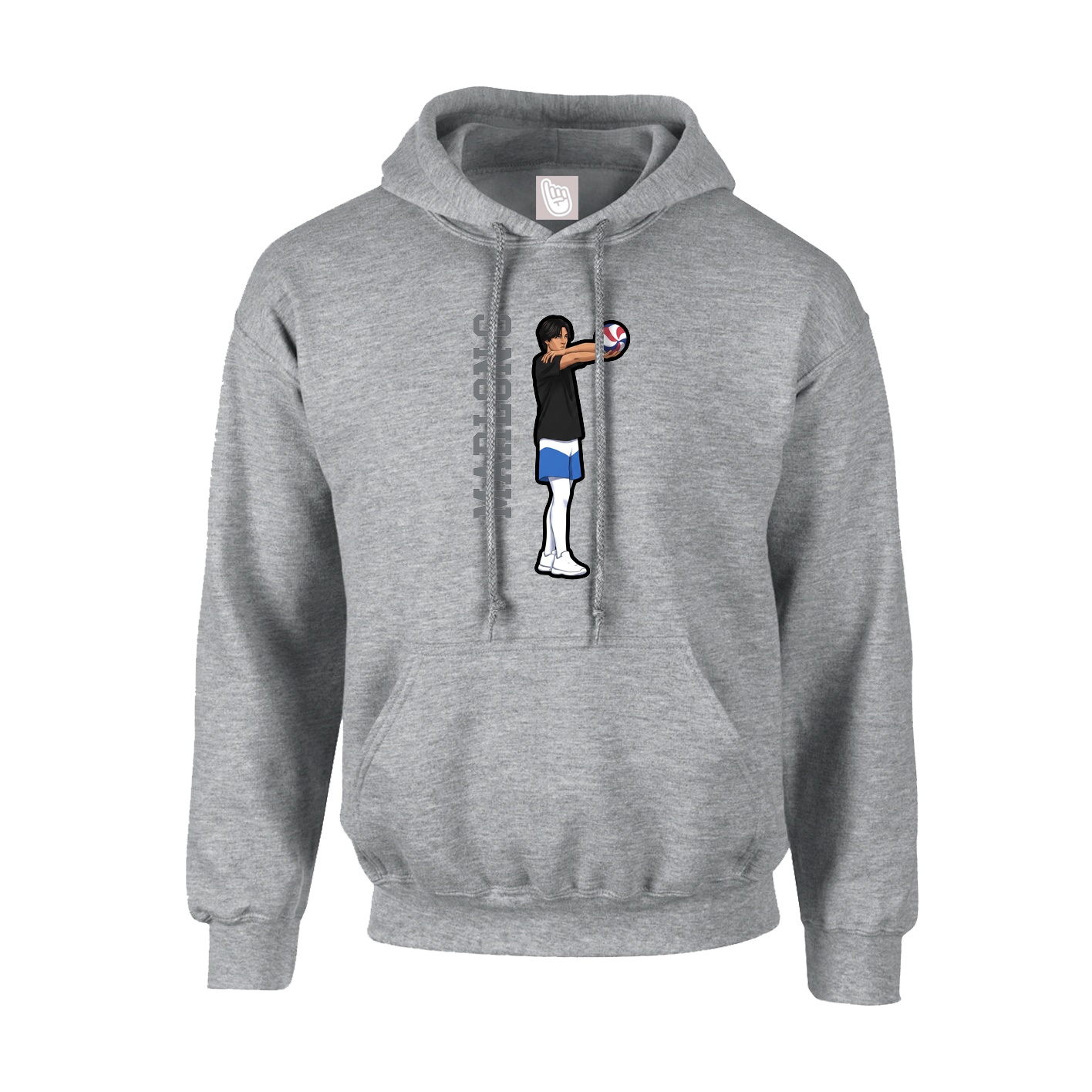 Hoodie — Name Vertical in Grey