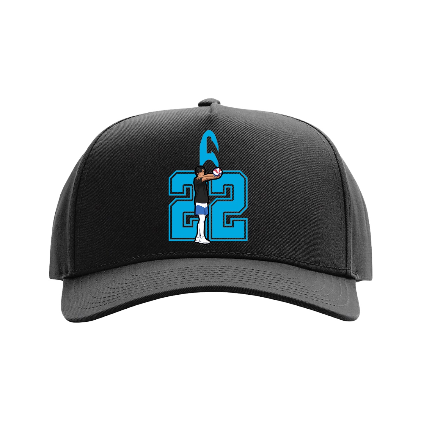 Full Fabric Five-Panel Champ Cap — Number in Black