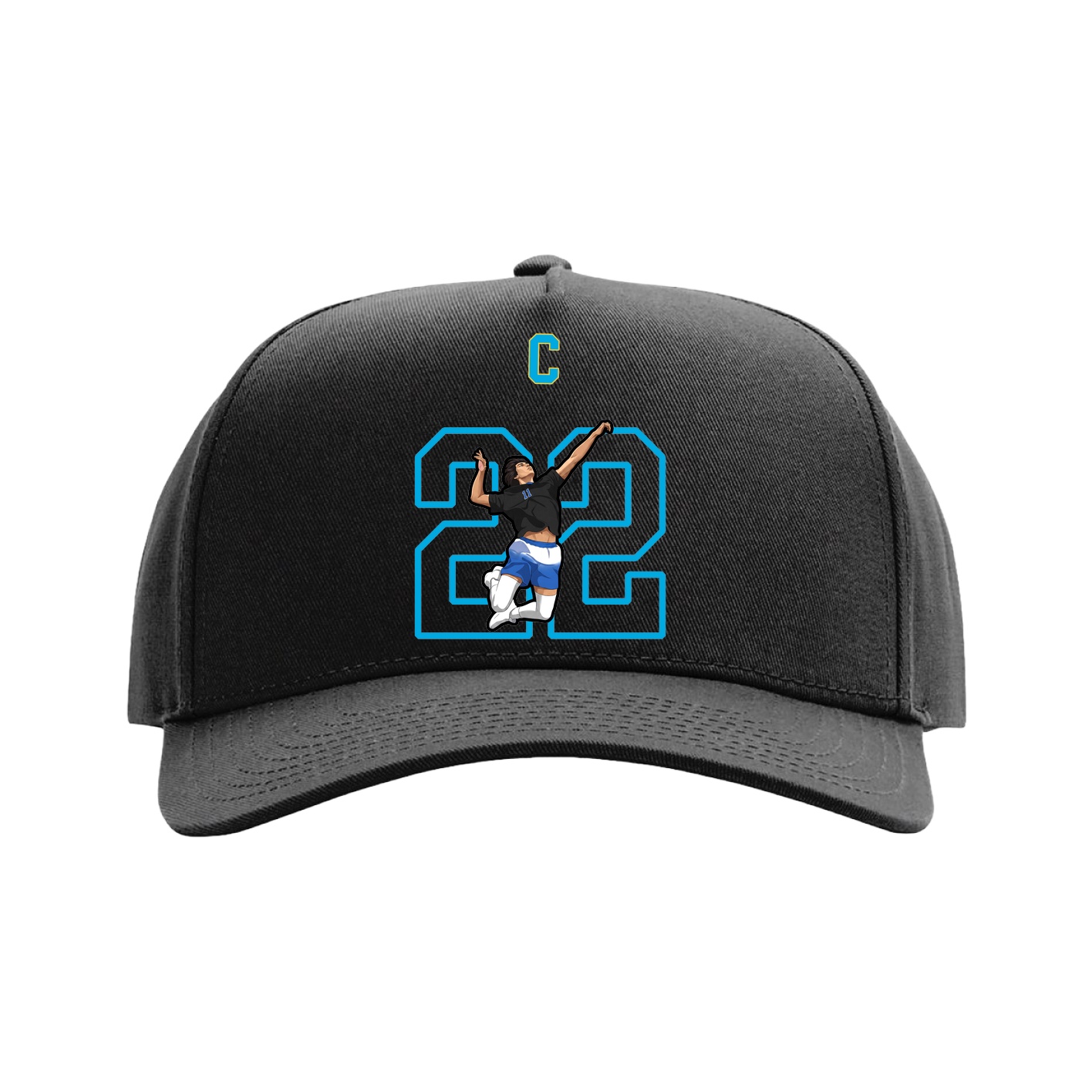 Full Fabric Five-Panel Champ Cap — Shirsey Arch in Black