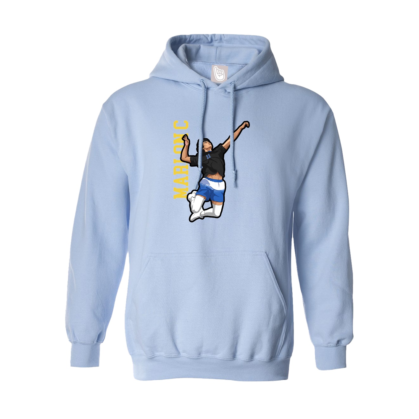 Hoodie — Name Vertical in Light Blue