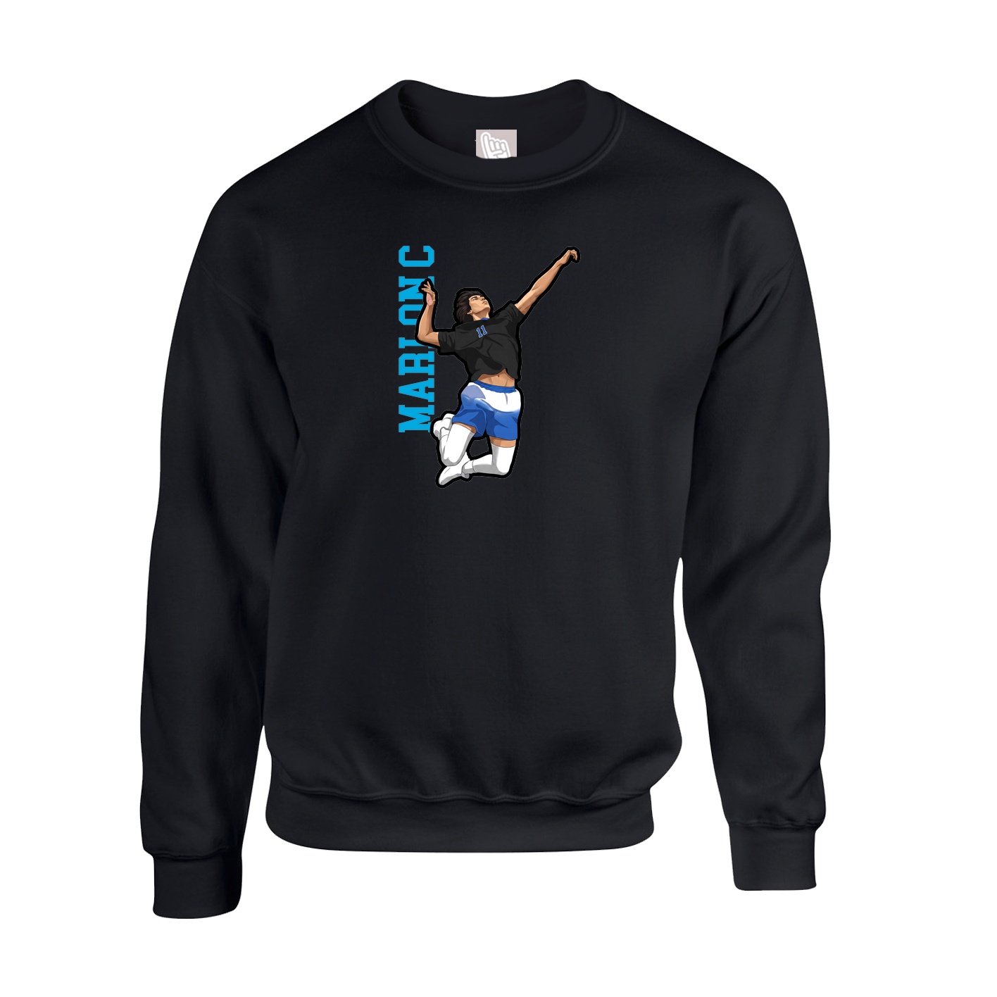 Fleece Crew — Name Vertical in Black