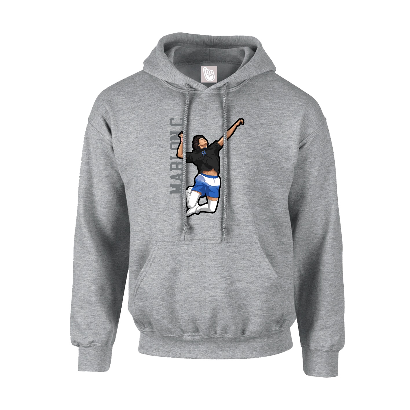 Youth Hoodie — Name Vertical in Grey