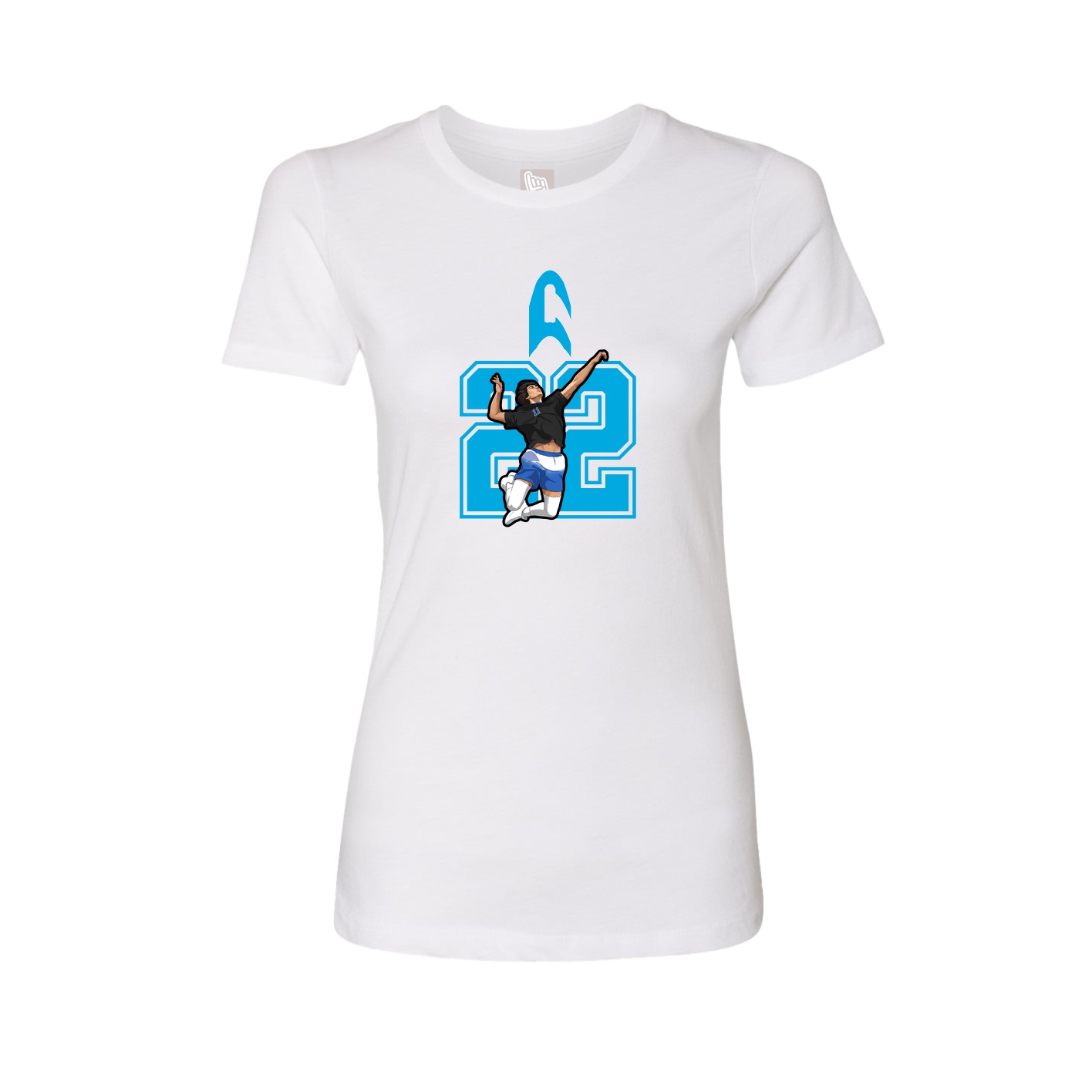 Fitted Women's Tee — Number in White