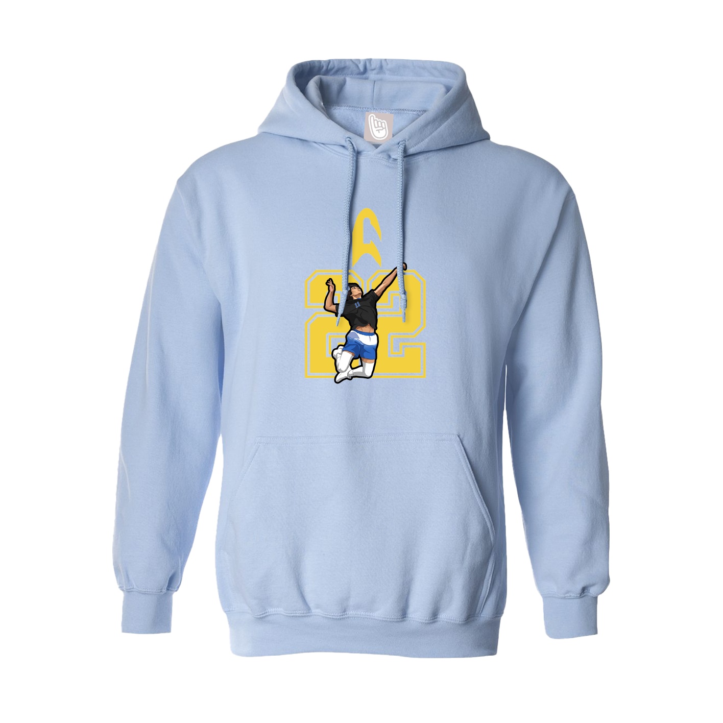 Hoodie — Number in Light Blue