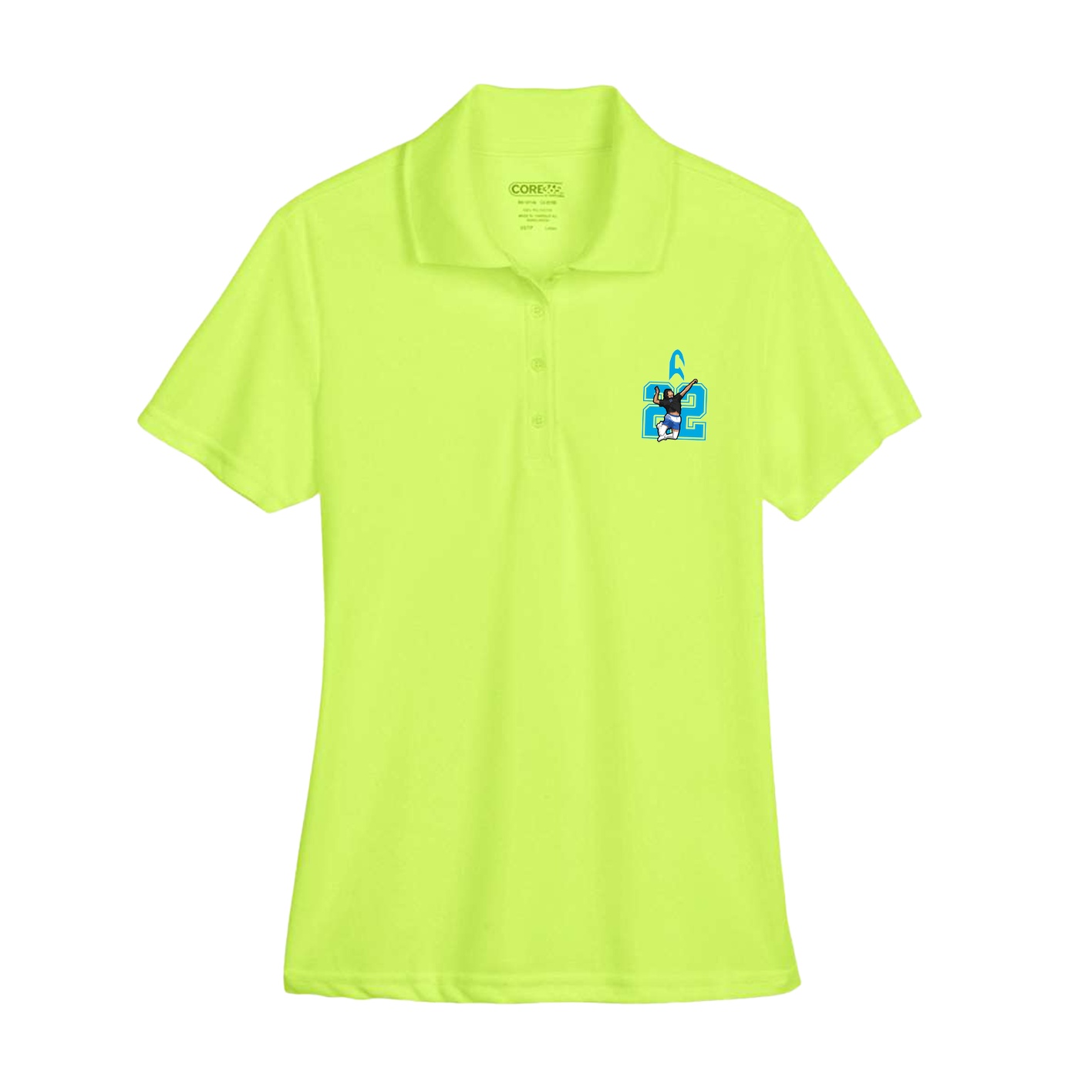 Womens Performance Polo — Number in Yellow