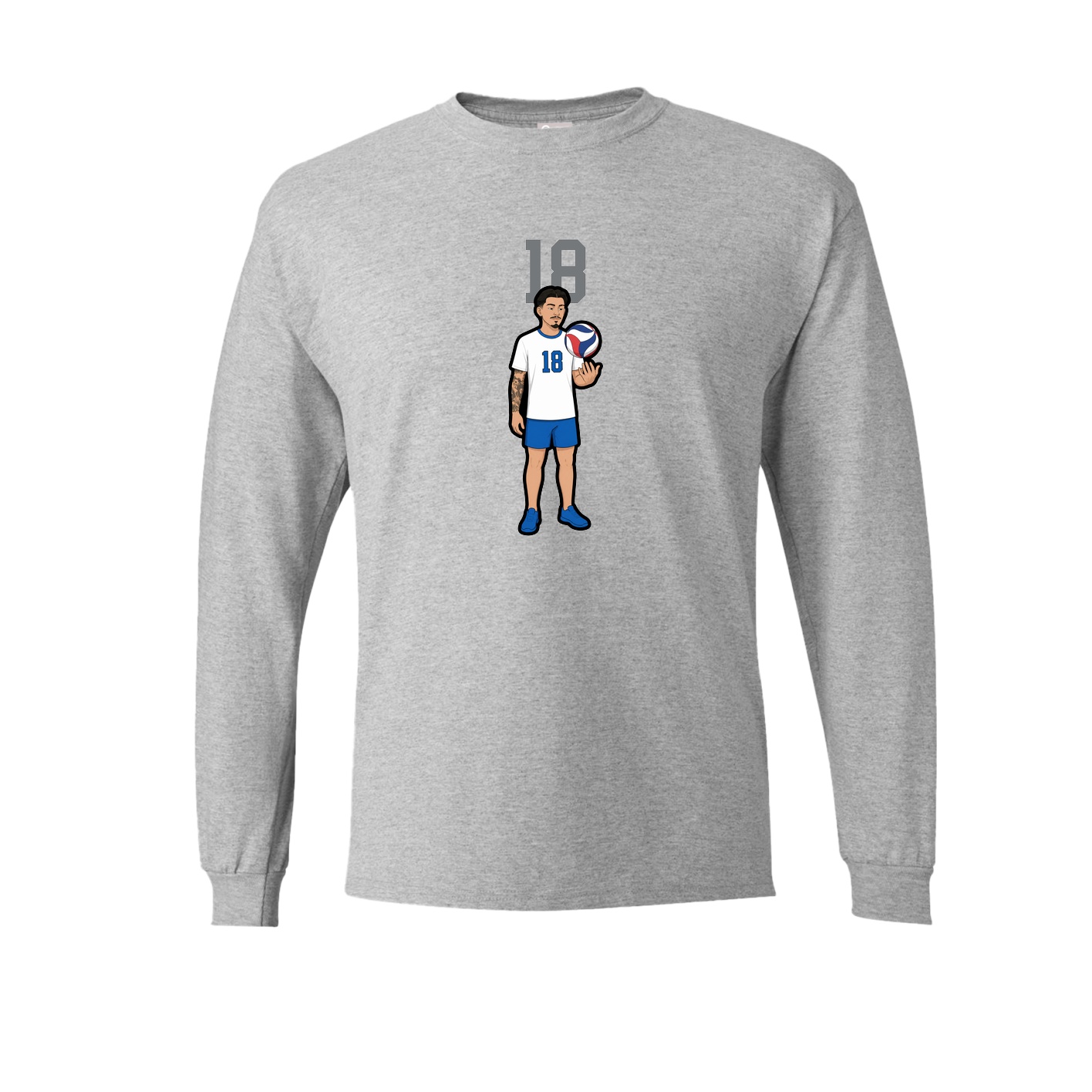 Long Sleeve Tee — Number Top in Grey