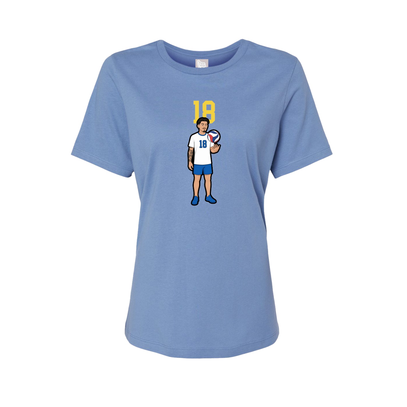 Fitted Women's Tee — Number Top in Powder Blue