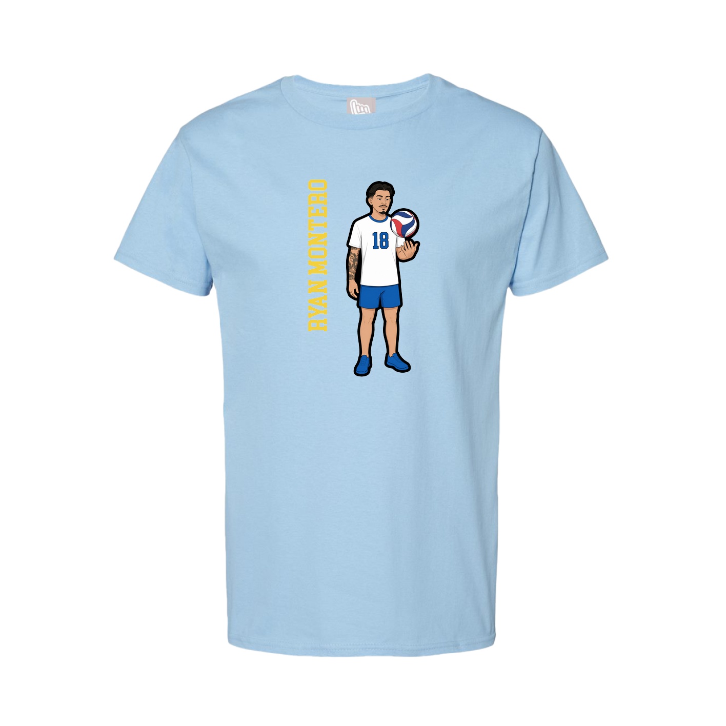 Youth Tee — Name Vertical in Light Blue